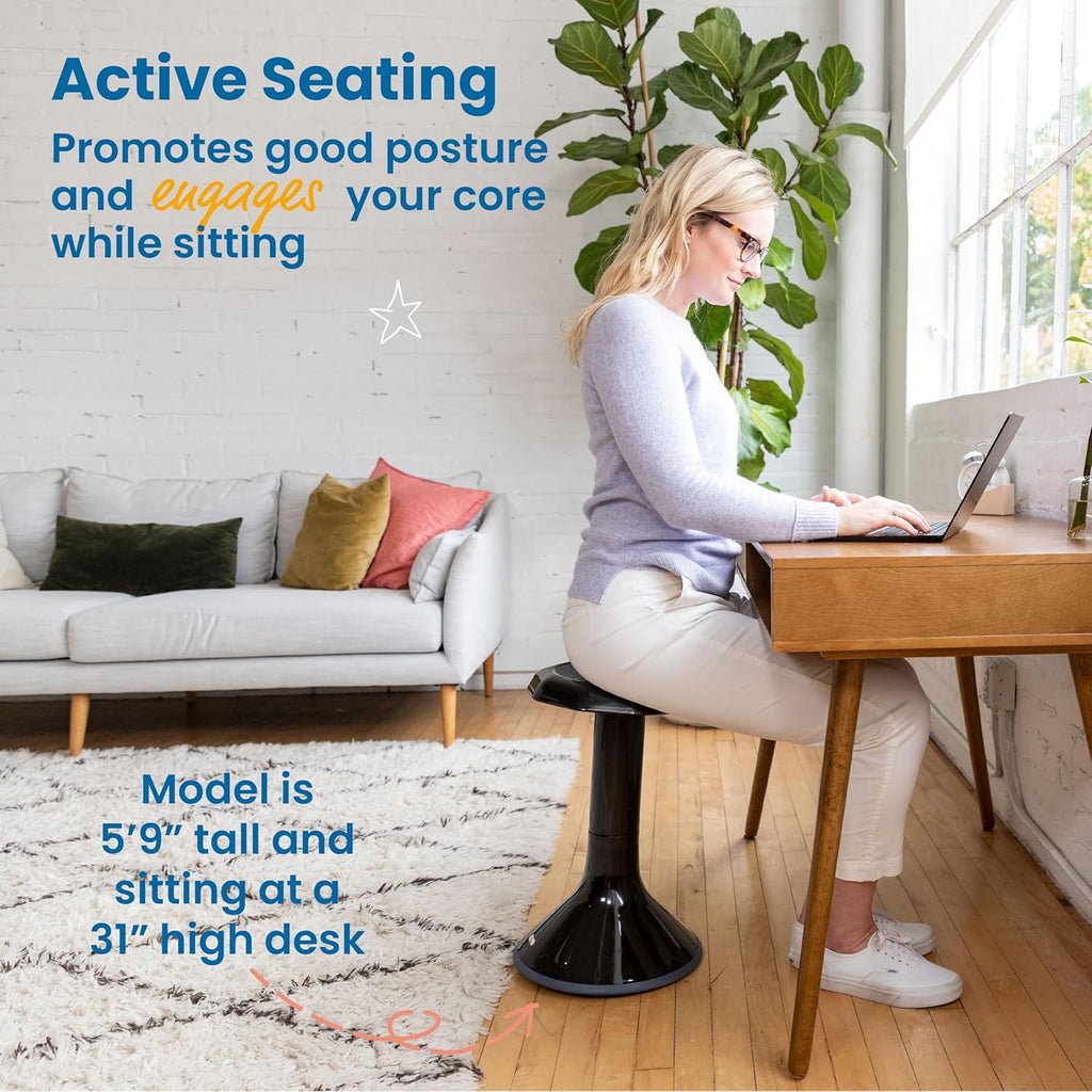 ECR4Kids ACE Active Core Engagement Wobble Stool, 20-Inch Seat Height, Flexible Seating, Black