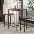 Homeiju Bar Table and Chairs Set, Square Bar Table with 2 Stools, Space-Saving Dining Pub Set for 2, Perfect for Kitchen, Breakfast Nook, Living Room & Small Spaces