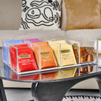 Acrylic Tea Bag Organizer - Clear Tea Storage Box, K Cup Coffee Pods Holder with 8 Compartments, Tea Station Organizer for Countertop, Modern Tea Display Stand
