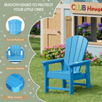 WestinTrends Malibu 2-Piece Kids Outdoor HDPE Adirondack Chair with Square Side Table Set, Pacific Blue