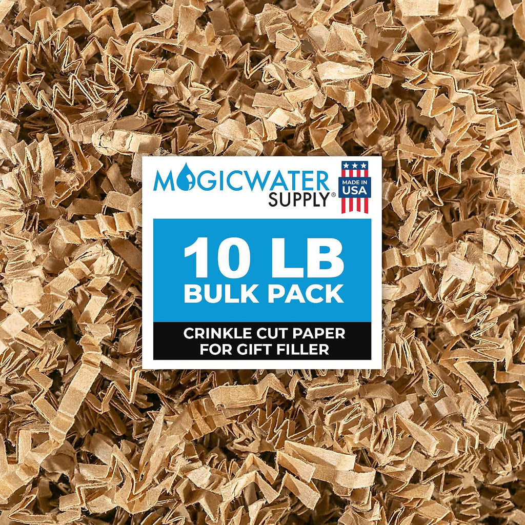 MagicWater Crinkle Cut Paper for Gift Baskets - 10LB Kraft - Perfect for Shredded Paper Filler, Basket Filler, Gift Boxes, Bridesmaid Gifts, Christmas Stuffers & More – Ideal for All Occasions