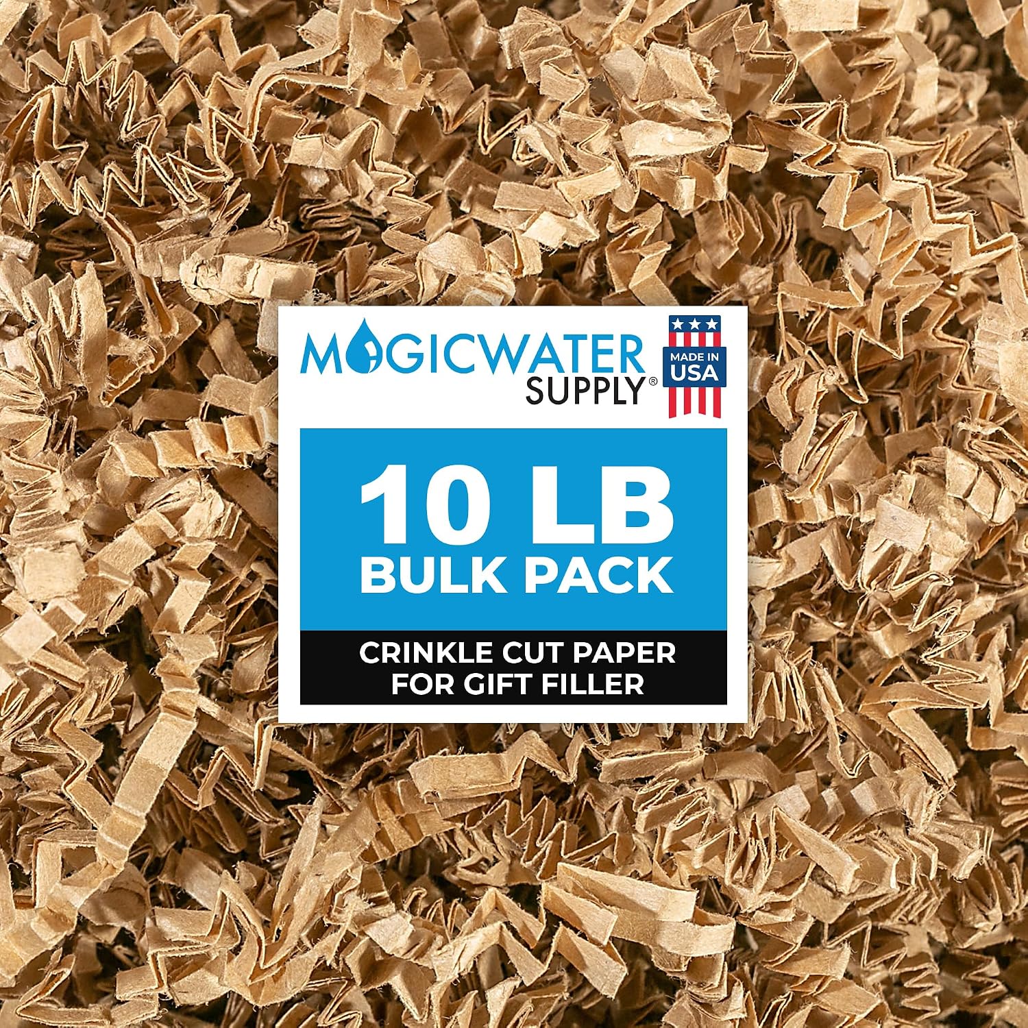 MagicWater Crinkle Cut Paper for Gift Baskets - 10LB Kraft - Perfect for Shredded Paper Filler, Basket Filler, Gift Boxes, Bridesmaid Gifts, Christmas Stuffers & More – Ideal for All Occasions