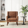 Faux Leather Accent Chair, Morden Upholstered Armchair for Living Room, Button Tufted Arm Chair Comfy Single Sofa Bedroom Side Reading Seat - Coffee