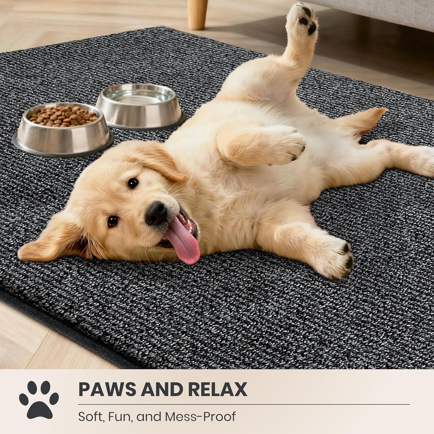 PURRUGS Dirt Trapping Door Mat 20" x 31.5", Non-Slip Machine Washable Entry Rug, Entrance Mat, Indoor Front Door Mat, Super Absorbent Entryway Rug for Muddy Shoes & Paws, Heathered Charcoal