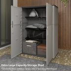 Multi-Function Gray Storage Tower, Measuring 52x28x69 Inches - A Weatherproof Solution for Organizing Tall Tools and Storage