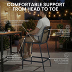 Crestlive Outdoor Bar Stools Set of 2, 500 lb Capacity Metal Patio Bar Chairs with Breathable Mesh Seat and Back – 28.7" Bar Height Stool for Backyard and Balcony