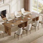 63-Inch Dining Table for 4-6, Solid Wood Kitchen Table with Large Tabletop and Heavy Duty Legs, Rectangular Farmhouse Eating Tables for Dining Room, Living Room, Rustic Brown