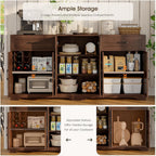 Whalefall 71" Farmhouse Sideboard Buffet Cabinet with Storage, Dark Brown | Large Coffee Bar with 2 Drawers & 6 Doors, Kitchen Credenza with Adjustable Shelves for Dining Room, Living Room TV Stand
