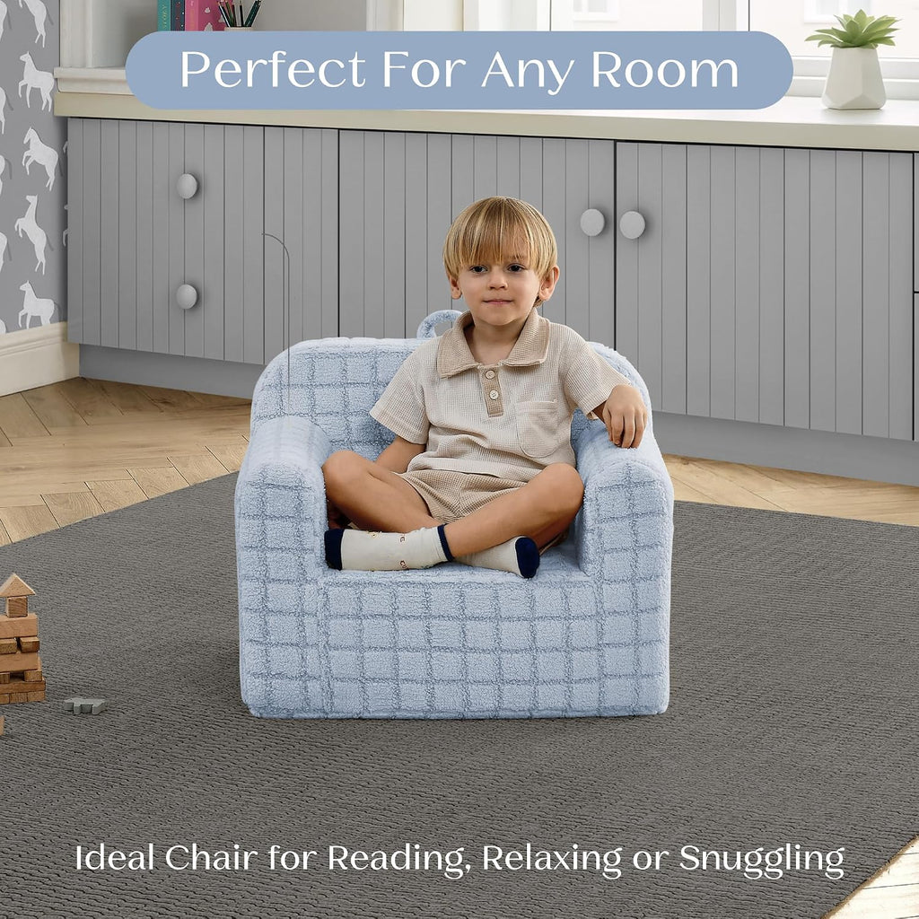 Delta Children Checkered Cozee Chair, Blue
