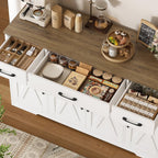 HOSTACK Buffet Cabinet with Drawers, 55" Large Sideboard Buffet Storage Cabinet with Shelves and Doors, Modern Farmhouse Coffee Bar Station Wood Kitchen Table for Kitchen, Dining Room, White/Rustic