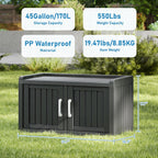 2-Tier Storage Bench, Waterproof UV-Resistant Outdoor Shoe Storage Cabinet with 2 Doors & Adjustable Shelves for Indoor Outdoor Entryway, Hallway, Living Room (Black)