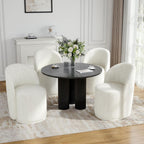 Lumibee Swivel Barrel Dining Chairs, Modern Upholstered Round Dining Chairs with 360° Rotation, Comfy Chenille Fabric Armless Accent Makeup Vanity Chair for Dining/Living Room Makeup Room, Beige