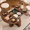 ClinQ 43.3-59in Extendable Round Room Dining Table for 4-6, Modern Kitchen Oval Dining Room Table, Removable Leaves Space Saving, Wooden Base Storage Shelf, Kitchen, Living Room, Dining Room, LWalnut