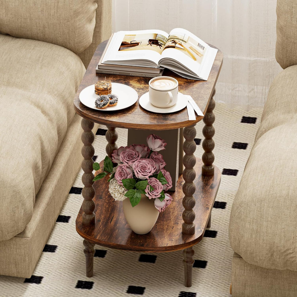 Side Table for Small Spaces, Small End Table for Living Room, Bedroom, Corners, and Office