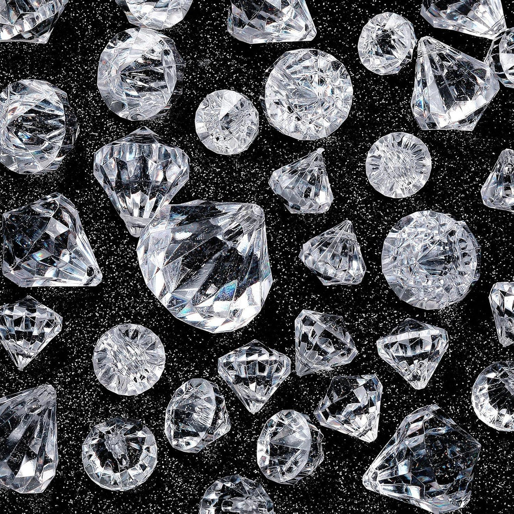 100 Pcs Vase Fillers Diamond Decoration for Craft Multi Size Fake Diamond Acrylic Gems Crystal for Wedding Party (Clear)