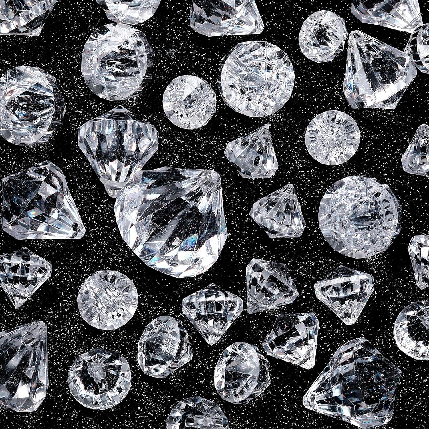 100 Pcs Vase Fillers Diamond Decoration for Craft Multi Size Fake Diamond Acrylic Gems Crystal for Wedding Party (Clear)