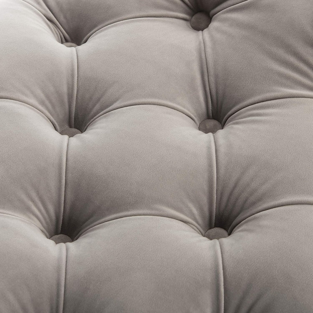 Safavieh Home Collection Eugenie Pale Taupe and Gold Tufted Velvet Acrylic Bench