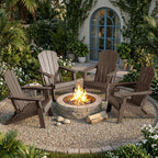 Folding Adirondack Chair Set of 4, Lightweight - Portable HDPE Patio Chair, All-Weather Space-Saving Foldable Fire Pit Seating for Camping, Backyard, Deck-Coffee