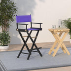 Casual Home 230-02/021-41 Black Frame-Purple Canvas Director Chair 30" - Bar Height BlackFrame