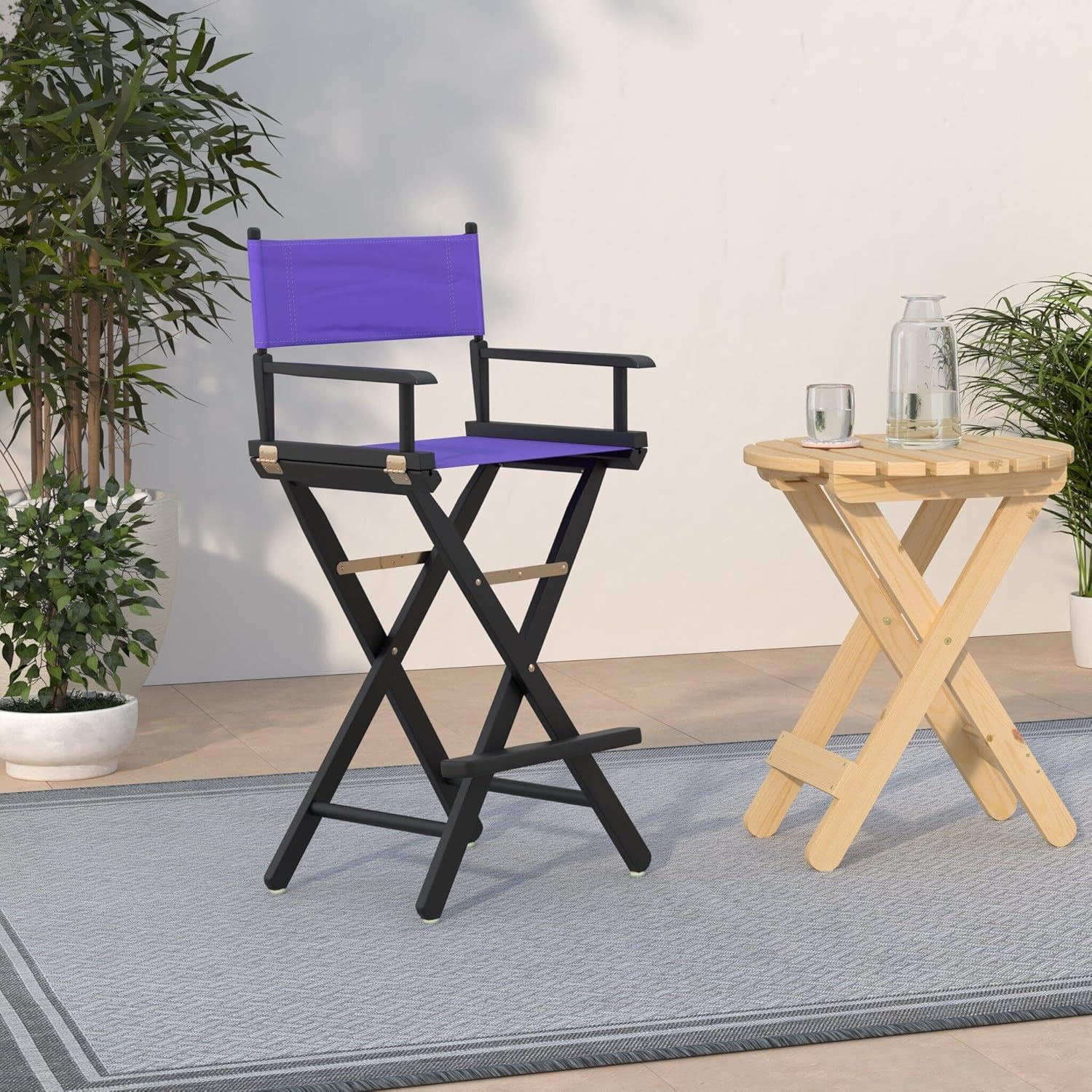 Casual Home 230-02/021-41 Black Frame-Purple Canvas Director Chair 30" - Bar Height BlackFrame