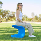ECR4Kids Wave Seat Perch Stool, 18in - 19.6in Seat Height, Flexible Seating, Blue, 2-Pack