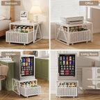 Urban Deco Mini Fridge Stand with Storage, Heavy Duty Fridge Cart with Drawer Basket, Mini Refrigerator Table for 220 LBS, Mobile Fridge Stand with Swivel Wheels for Dorm,Office,Home,White