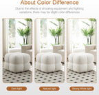 Zesthouse Square Pouf Ottomans Set of 2, Modern Backless Vanity Stool for Bedroom, White Fuzzy Foot Rest for Couch, Upholstered Tufted Footstool, Sherpa Fabric Ottoman Coffee Table for Living Room