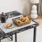 VECELO Kitchen Table and Chairs for 4, Dining Room Set with PU Chairs/Stools, Heavy-Duty Metal Frame, Faux Marble Tabletop, Space-Saving Design for Small Spaces, Easy Assembly, Veined Black