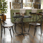 Flash Furniture Lars Black 30'' Round Wood Cocktail Table with 30'' and 42'' Columns