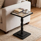 AMBIRD Mosaic Shell Accent Side Table – Handcrafted Small End Table for Tight Corners, Beside Chairs & Plant Display | No-Tool Assembly, Modern Vintage Decor for Bedroom, Living Room (11.8")