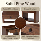 COZAYH Fully Assembled Nightstand, Pine Wood Bedside Table with Drawer & Storage Shelf, Modern Wooden End Table for Small Spaces Bedroom Living Room, Natural Wood