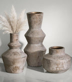 DREAMLOOM Ceramic Vase Set of 3, Modern Rustic Flower Vases for Pampas Grass, Dried & Fresh Flowers, Farmhouse Home Decor Vase for Living Room Bedroom Kitchen Shelf Centerpiece, Classic
