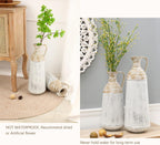 LuxenHöme Tall Floor Vase,Set of 2,Distressed Off White and Brown Rustic Metal Vases,Farmhouse Home Decor Accessories for Living Room,Fireplace and Entryway Decorative