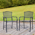 Outdoor Metal Patio Chairs Set of 2, Stackable Iron Mesh Dining Chairs with Armrests, All-Weather Bistro Chairs for Garden, Backyard, Porch, or Balcony
