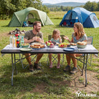 YITAHOME 2-Pack Heavy-Duty 6ft Folding Tables with Handle, Portable Black Plastic Fold-Up Tables for Camping, Picnics, Parties & Events
