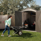 Lifetime 7' x 7' Outdoor Storage Shed with High-Density Polyethylene, Steel-Reinforced, Desert Sand