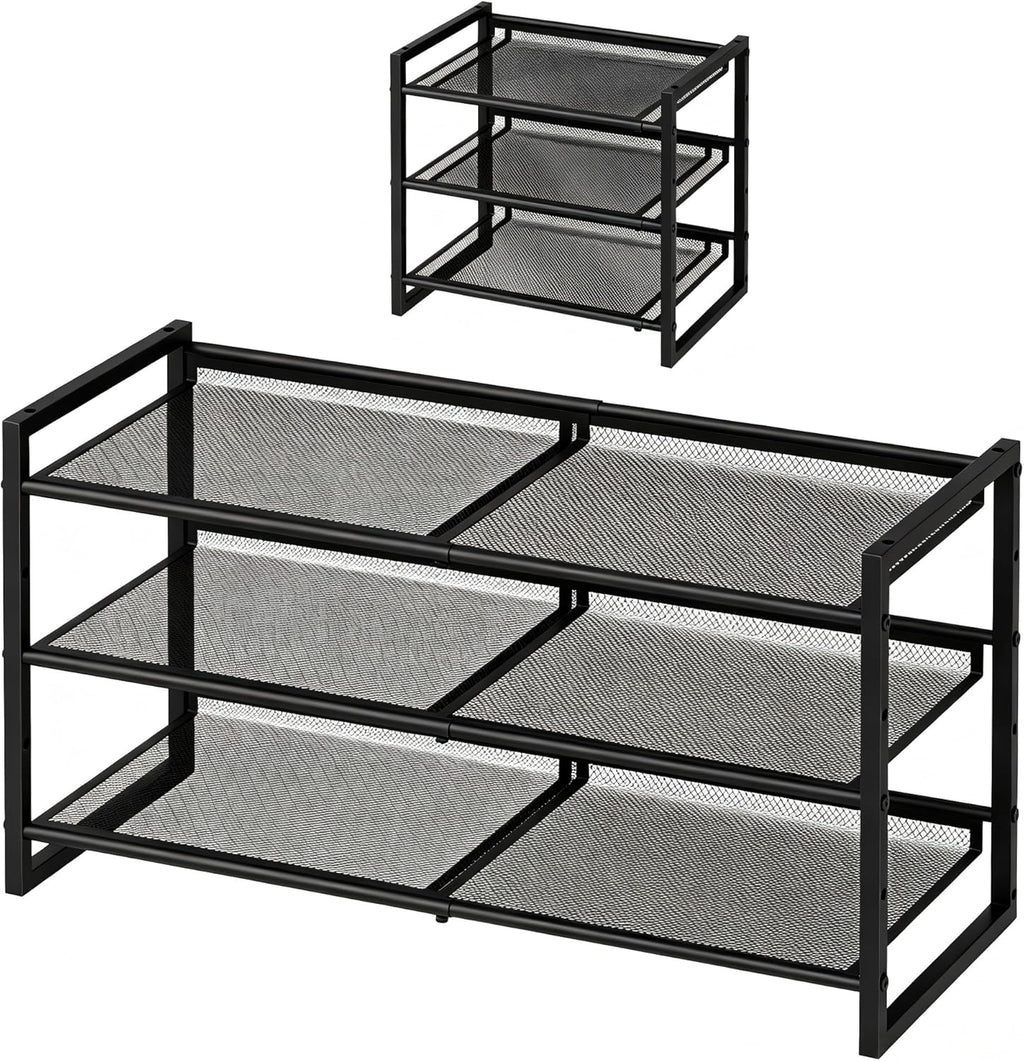 Garden 4 you Shoe Rack - Expandable Shoe Organizer for Closet, Metal Shoe Shelf Organizer, Stackable Adjustable Shoe Storage Shelf for Entryway, Garage, Door Entrance (3-Tier)