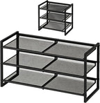 Garden 4 you Shoe Rack - Expandable Shoe Organizer for Closet, Metal Shoe Shelf Organizer, Stackable Adjustable Shoe Storage Shelf for Entryway, Garage, Door Entrance (3-Tier)