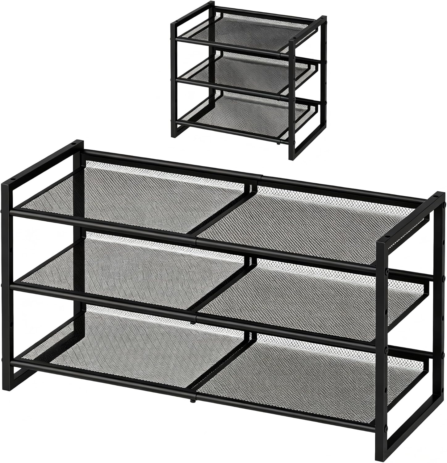 Garden 4 you Shoe Rack - Expandable Shoe Organizer for Closet, Metal Shoe Shelf Organizer, Stackable Adjustable Shoe Storage Shelf for Entryway, Garage, Door Entrance (3-Tier)