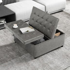 LINLUX Extra Large Leather Storage Ottoman, 35.5 Inch Large Square Lift Top Ottoman Coffee Table with Storage, Tufted Leather Ottoman Footrest Toy Box for Living Room，Bedroom