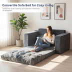 MAXYOYO Convertible Sofa Bed, Loveseat Sofa Couch for Adults, 2 in 1 Folding Couch Bed, Fold Out Floor Couch for Living Room Bedroom Lounge, Dark Grey