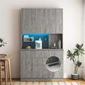 Kitchen Pantry Cabinet with Charging Station,Buffet Cupboards Sideboard with Drawer,with LED Lights,Modern Pantry Cabinet with Microwave Stand for Kitchen,Dinning Room,Living Room,15.74 * 43.66 * 74