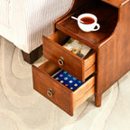 Narrow End Side Table with 2 Drawers and Pull-Out Tray, No-Tools Assembly Sofa Beside Table for Living Room, Slim Side Table with Solid Wood Legs, 11.8”W x 21.6”L x 22.9”H Caramel Brown BG-A1359-MG
