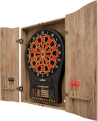 DMI Sports Tan CricketPro Dartboard Cabinet | Designed for Arachnid 15.5” CricketPro 900, 800, 750, 650 Electronic Dartboards | Does Not Include Dartboard