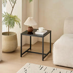 Modern Glass Side Table with Metal Legs - Multipurpose Small Tea Table for Living Room, Bedroom, Office, Outdoor Use - Waterproof & Durable Tempered Glass Top