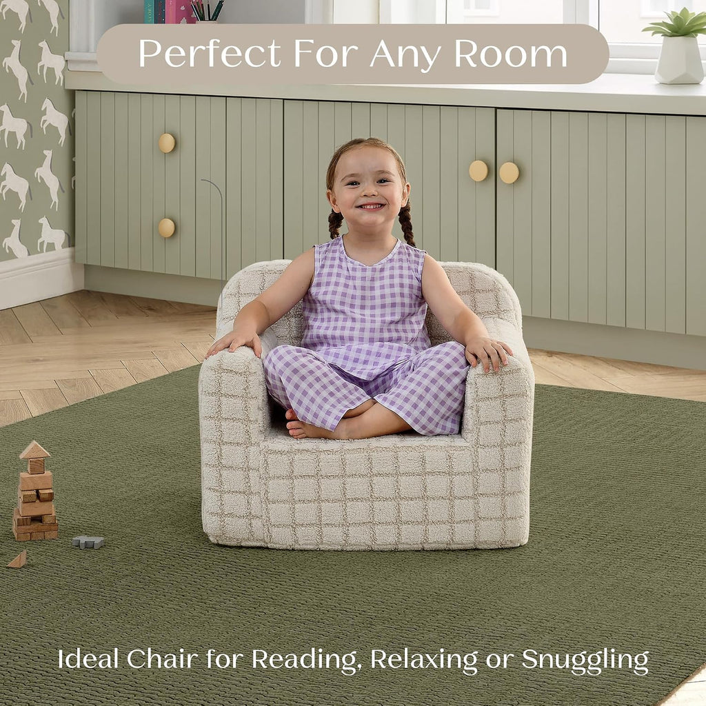 Delta Children Checkered Cozee Chair, Cream