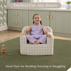 Delta Children Checkered Cozee Chair, Cream