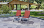 Anmutig Red Patio Folding Chairs, Outdoor Portable Dining Chairs Set of 4 | For Lawn Garden and Porch