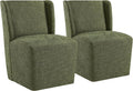 KISLOT Dining Chairs with Casters Require Assembly Upholstered Wingback Single Sofa Armless Deskchair for Bedroom Waiting Room Kitchen Diningroom