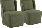 KISLOT Dining Chairs with Casters Require Assembly Upholstered Wingback Single Sofa Armless Deskchair for Bedroom Waiting Room Kitchen Diningroom